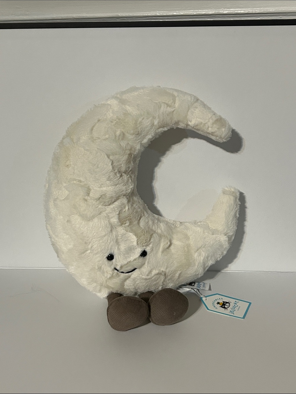Jellycat Crescent Moon Plush Pillow - Cream with Brown Feet